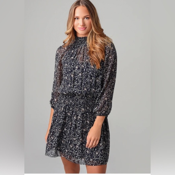 Velvet by Graham & Spencer Kirsten Thistle Print Ruched Waist Dress Small Floral - Picture 2 of 16